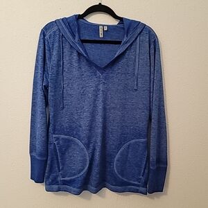 Just Be Free Brand Blue LS Hoody TShirt w Pockets Sz M